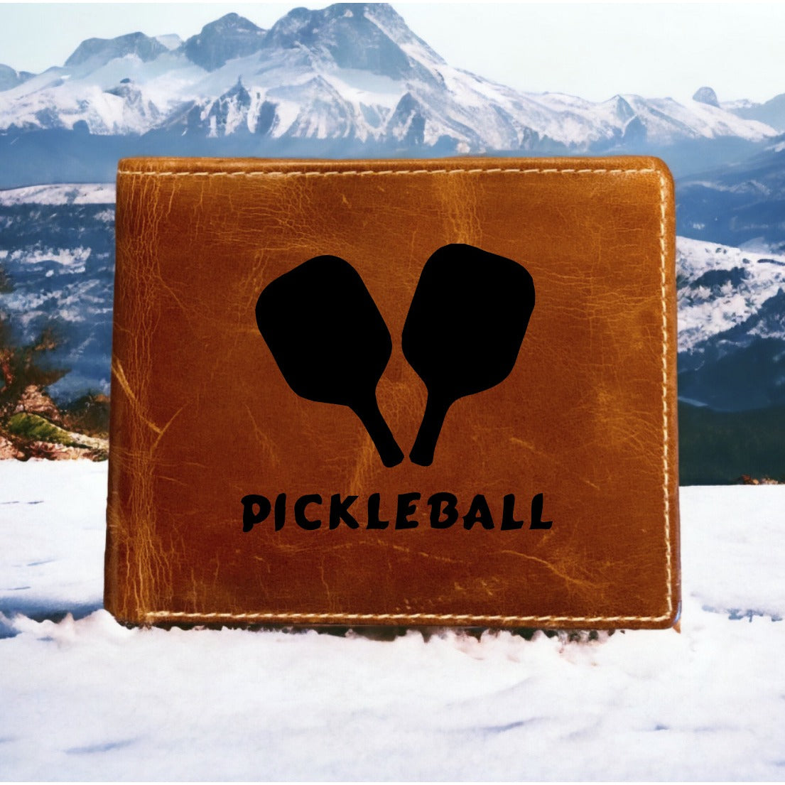 Pickleball Leather Wallet Bifold Premium Quality Buffalo Paddle Sport Game NEW