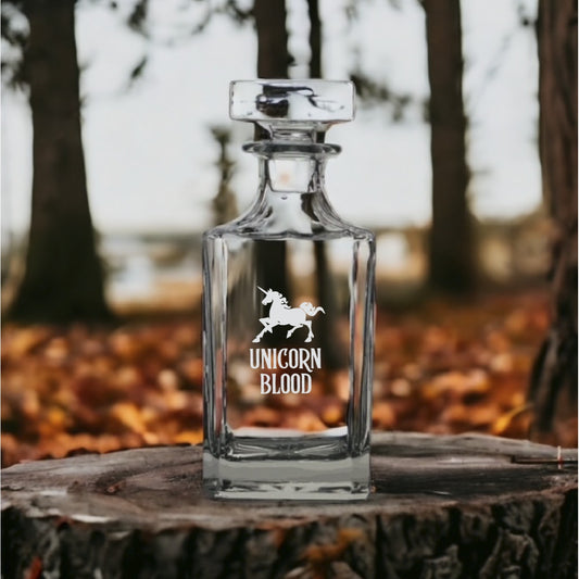 Unicorn Blood Decanter 26 Oz Bourbon Whiskey Premium Glass Personalize NEW