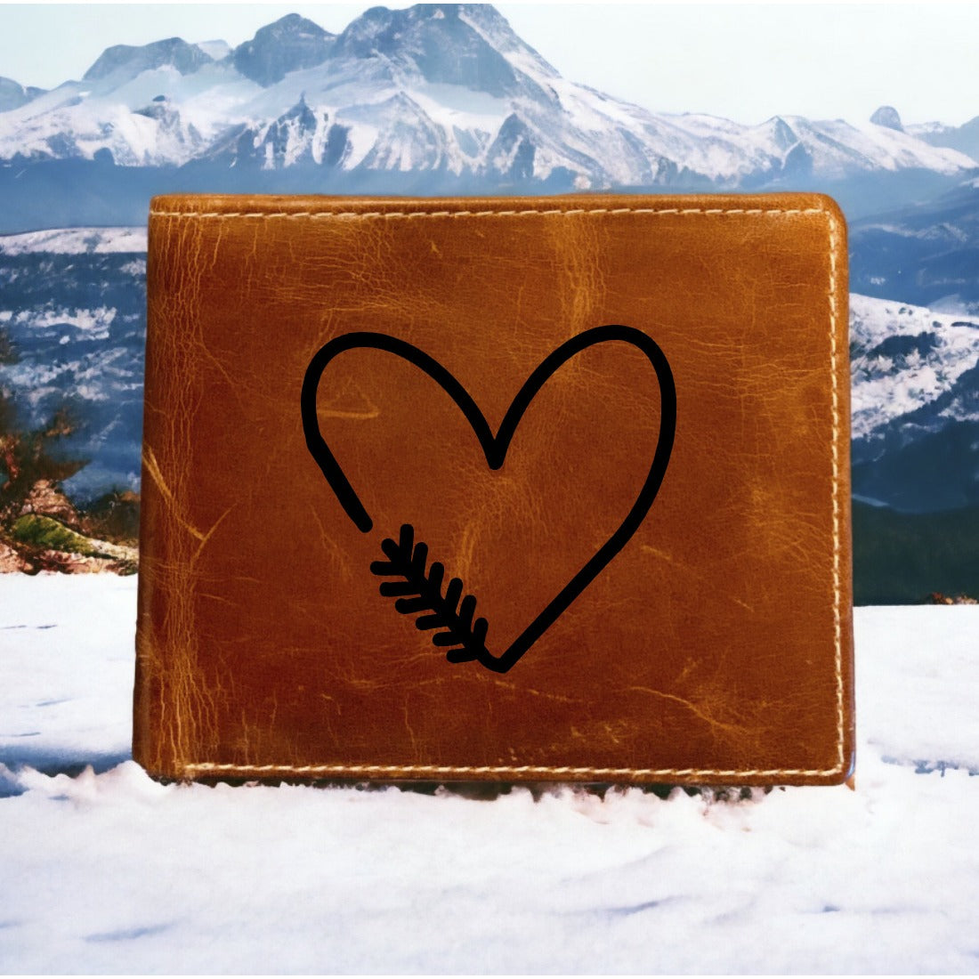 Heart Arrow Leather Wallet Bifold Premium Quality Buffalo Love Direction NEW