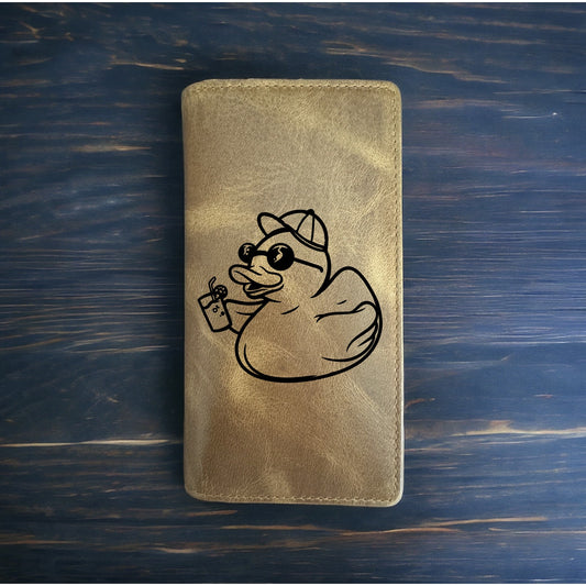 Rubber Duck Rodeo Wallet Cowboy Western Buffalo Leather Premium Beach Ocean NEW