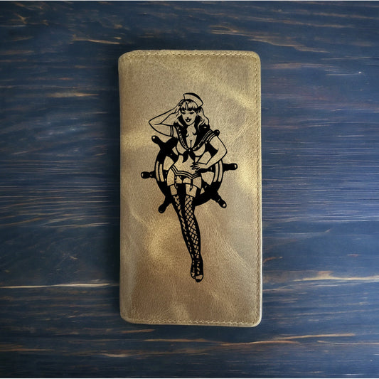 Sailor Girl Rodeo Wallet Cowboy Western Buffalo Leather Premium Nautical NEW