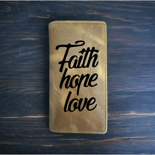 Faith Hope Love Rodeo Wallet Cowboy Western Buffalo Leather Premium Quote NEW