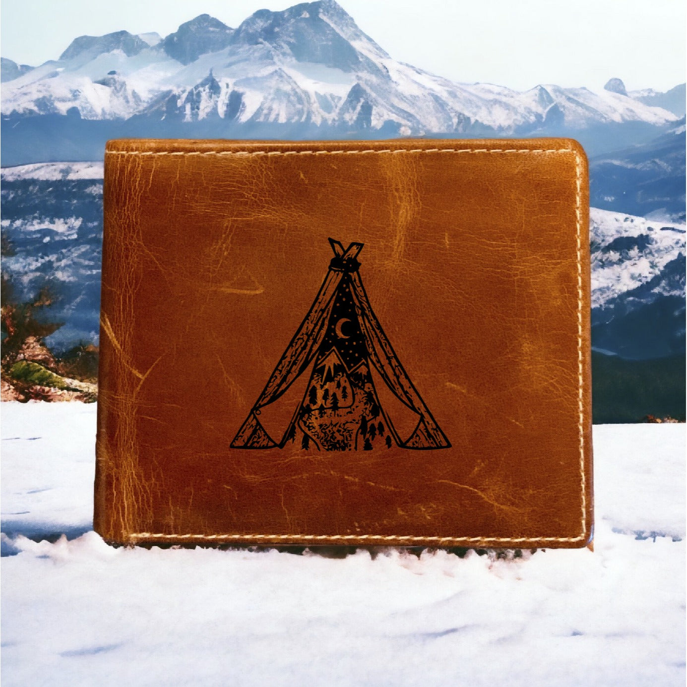 Teepee Leather Wallet Bifold Premium Quality Buffalo Outdoor NEW