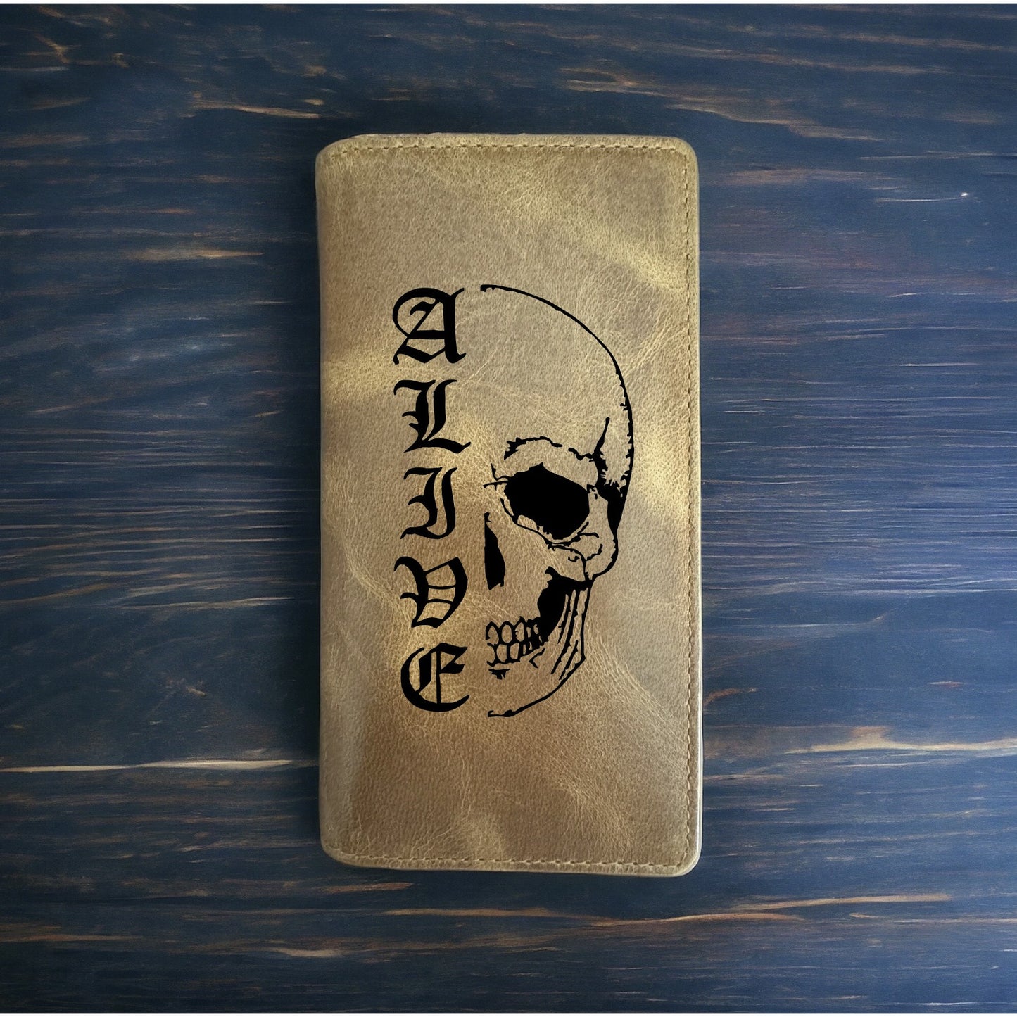 Alive Skull Rodeo Wallet Cowboy Western Buffalo Leather Premium Life Bones NEW