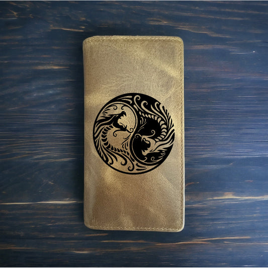 Dragon Yin Yang Rodeo Wallet Cowboy Western Buffalo Leather Premium Fantasy NEW