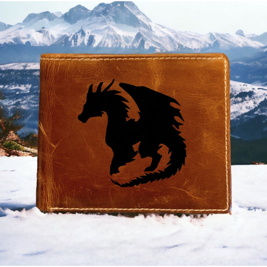 Dragon Shape Leather Wallet Bifold Premium Quality Buffalo Beast Fantasy NEW