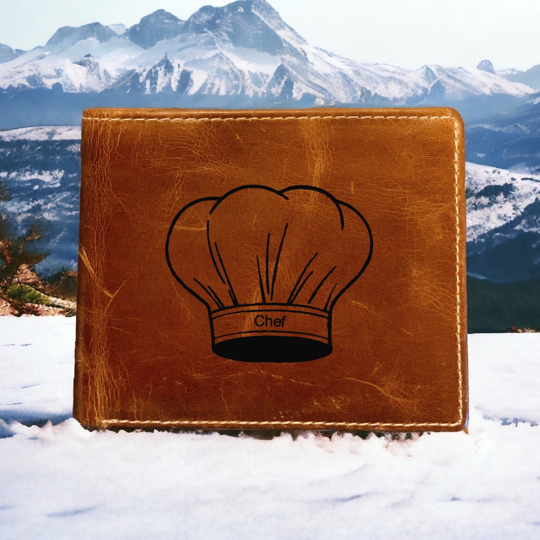 Chef Hat Leather Wallet Bifold Premium Quality Buffalo Cooking Food NEW