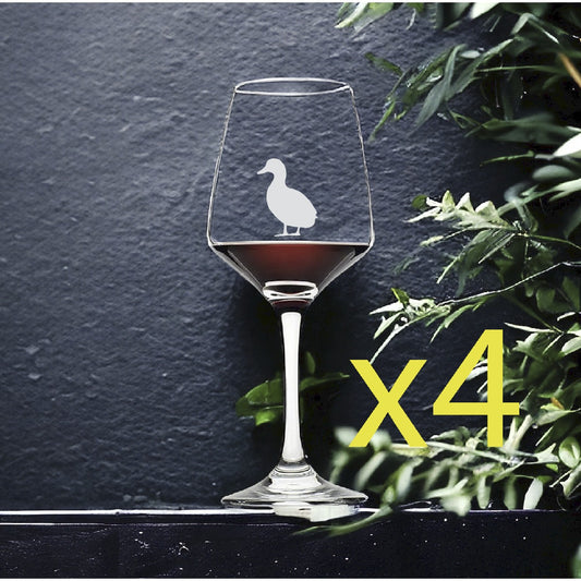 Duck Shape Wine Glasses x4 Premium 12 Oz Personalize Outdoor Animal Wild NEW