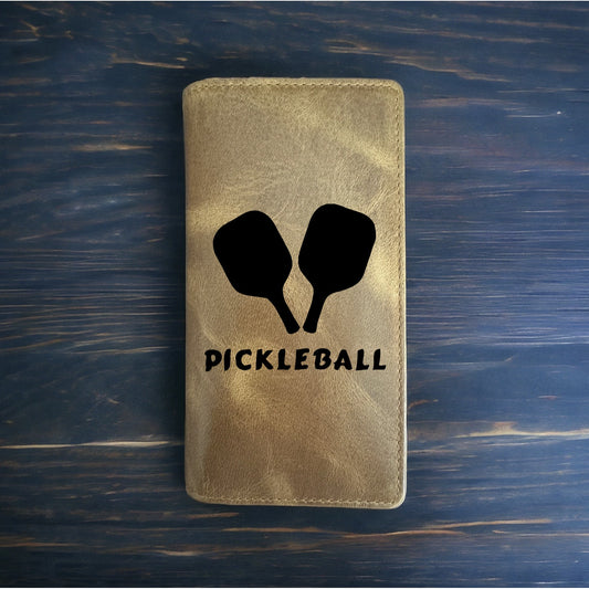 Pickleball Rodeo Wallet Cowboy Western Buffalo Leather Premium Paddle Sport NEW