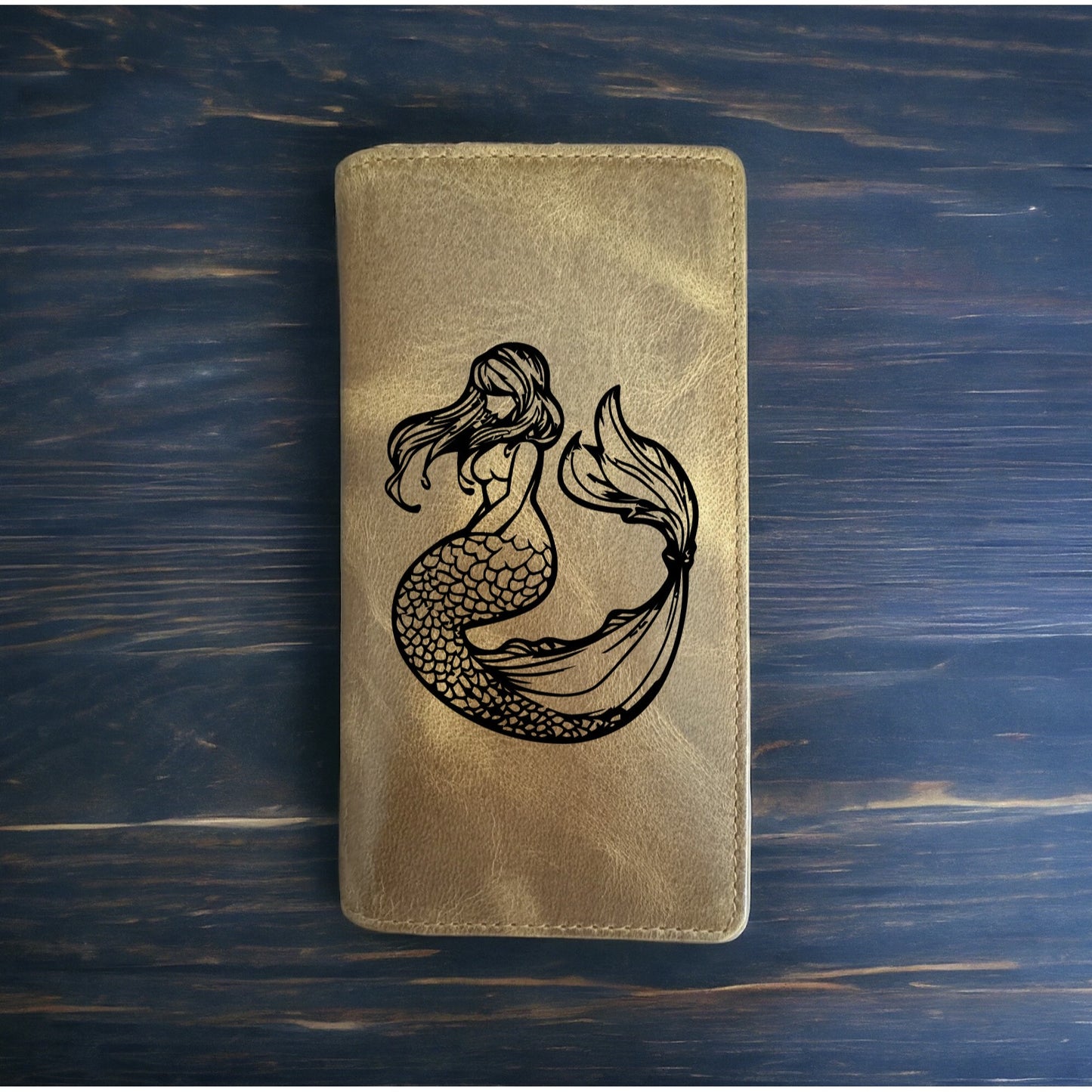 Mermaid Rodeo Wallet Cowboy Western Buffalo Leather Premium Ocean Beach NEW