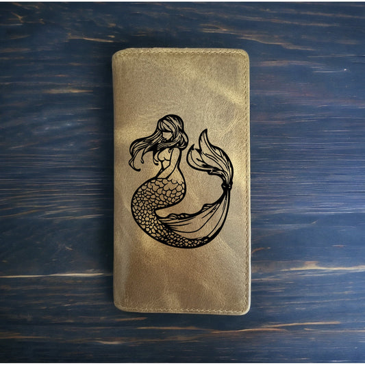 Mermaid Rodeo Wallet Cowboy Western Buffalo Leather Premium Ocean Beach NEW