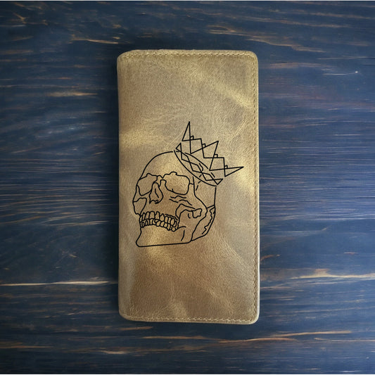 Skull Crown Rodeo Wallet Cowboy Western Buffalo Leather Premium Bones Gift NEW