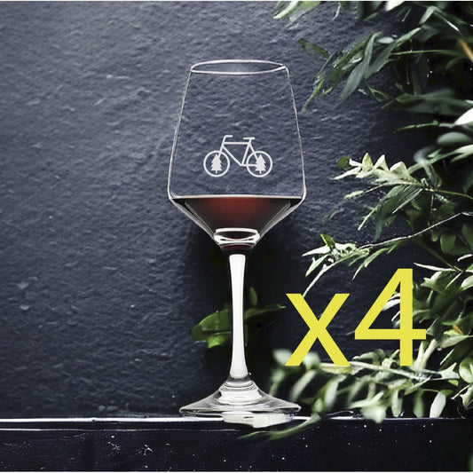 Bike Trees Wine Glasses x4 Premium 12 Oz Personalize Outdoor Nature Wild NEW