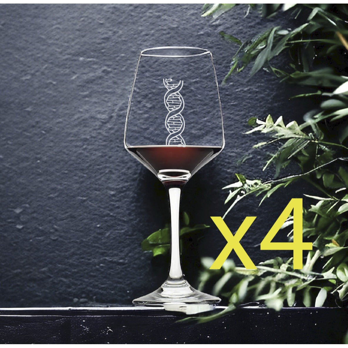 Double Helix Wine Glasses x4 Premium 12 Oz Personalize DNA Life NEW