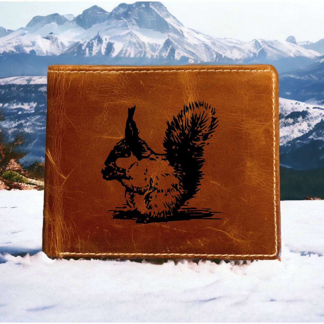 Squirrel Leather Wallet Bifold Premium Quality Buffalo Abert's Animal Gift NEW