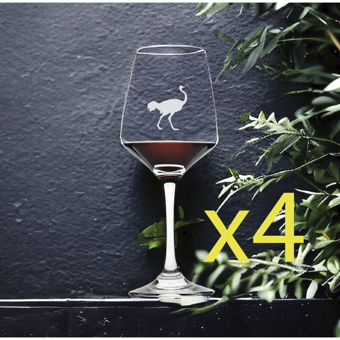 Ostrich Wine Glasses x4 Premium 12 Oz Personalize Animal Nature Outdoor Wild NEW