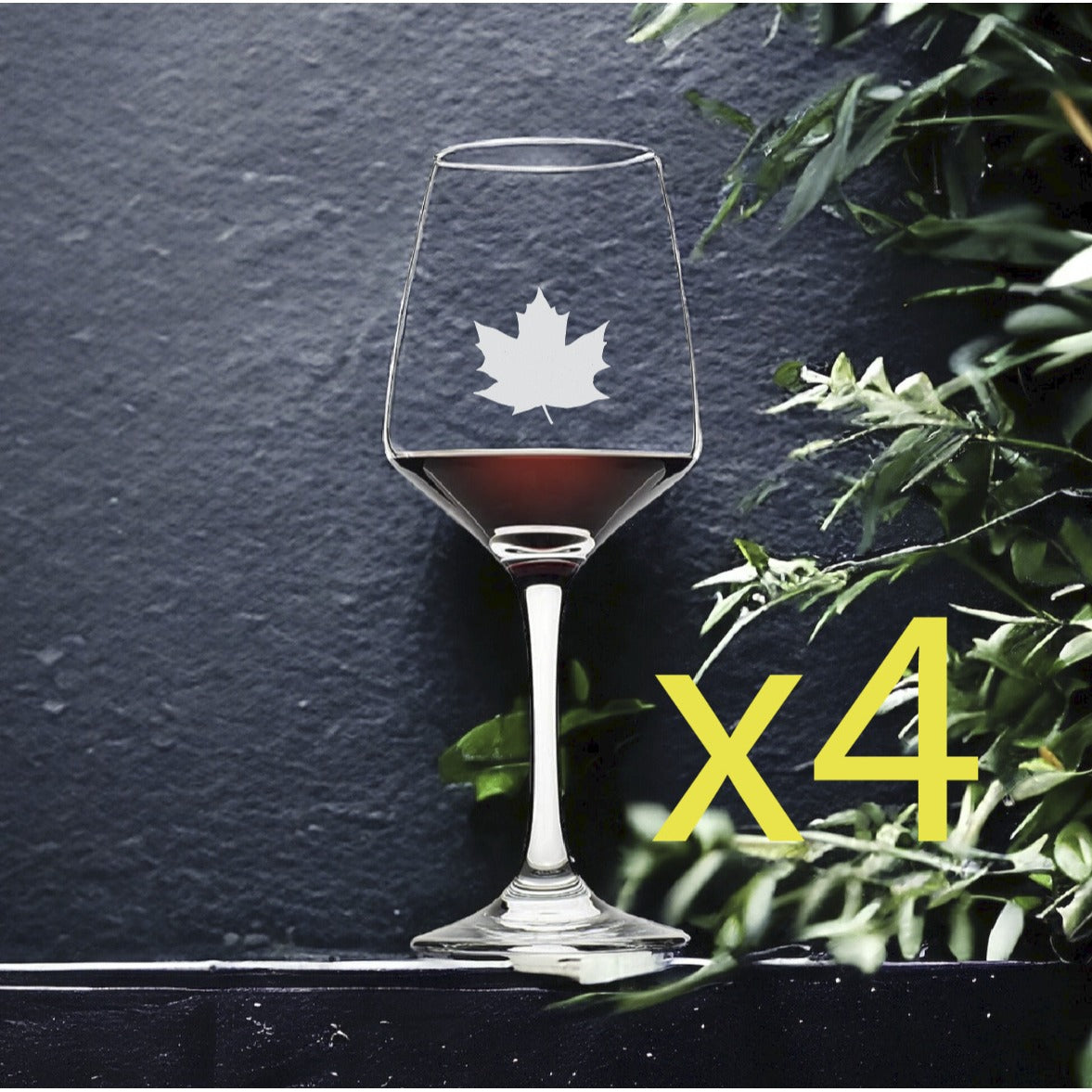 Maple Leaf Wine Glasses x4 Premium 12 Oz Personalize Syrup Tree Nature NEW