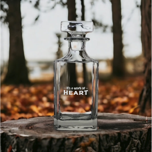 Work of Heart Decanter 26 Oz Bourbon Whiskey Premium Glass Personalize NEW