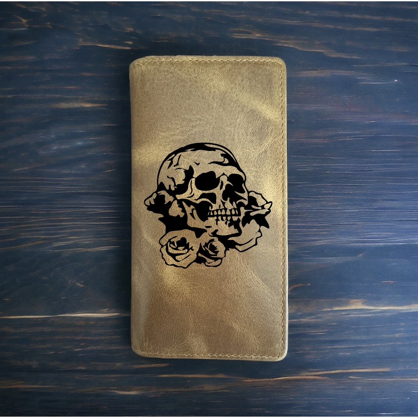 Skull Roses Rodeo Wallet Cowboy Western Buffalo Leather Premium Flower Bones NEW