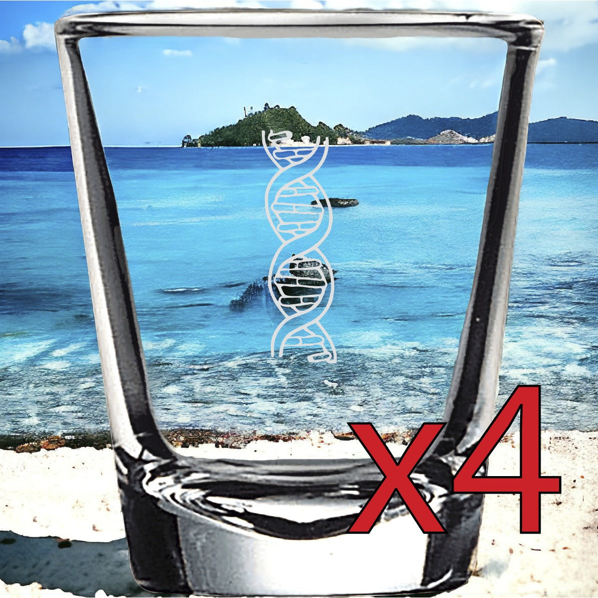 Double Helix x4 Shot Glasses Spirit Liquor Party 2 Oz Premium Customize DNA NEW