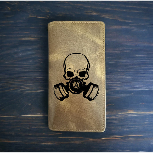 Skull Gas Mask Rodeo Wallet Cowboy Western Buffalo Leather Premium Bones NEW