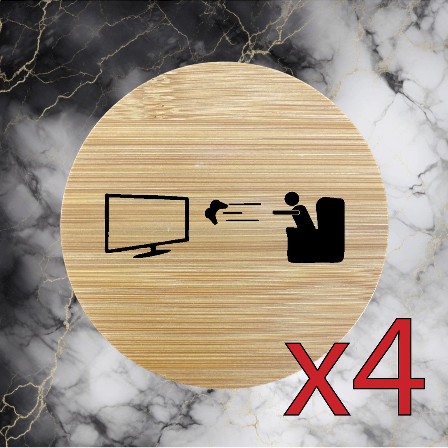 Gamer Rage x4 Bamboo Coasters Drink Natural Wood Home Decor Lounge TV NEW