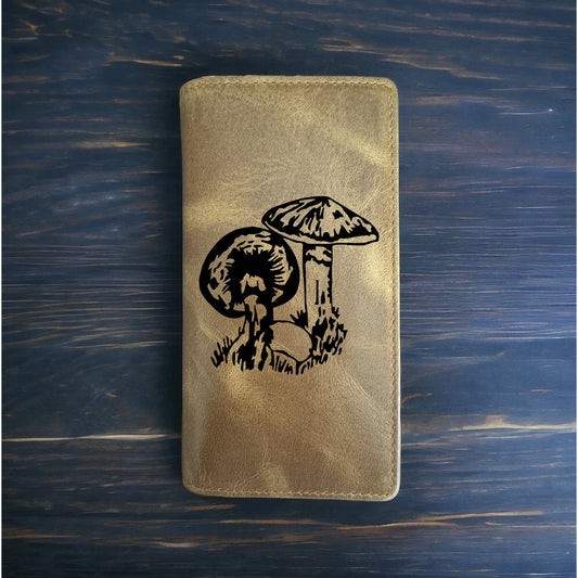 Mushroom Rodeo Wallet Cowboy Western Buffalo Leather Premium Fungus Wild NEW