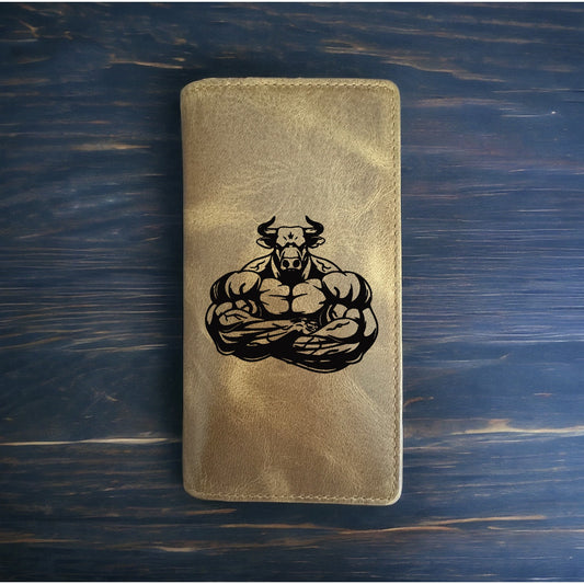 Bull Rodeo Wallet Cowboy Western Buffalo Leather Premium Gym Workout Strong NEW