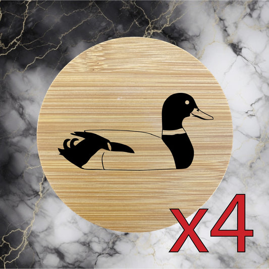 Duck Swimming x4 Bamboo Coasters Drink Natural Wood Home Decor Lounge Wild NEW