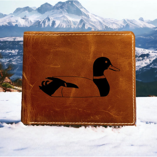 Duck Swimming Leather Wallet Bifold Premium Quality Buffalo Animal Wild NEW