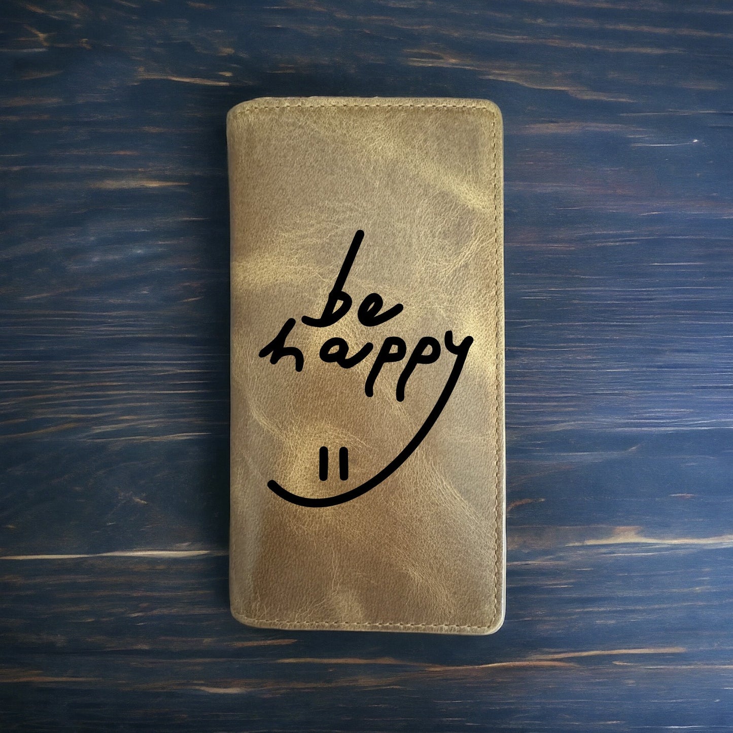 Be Happy Rodeo Wallet Cowboy Western Buffalo Leather Premium Smiley Face NEW