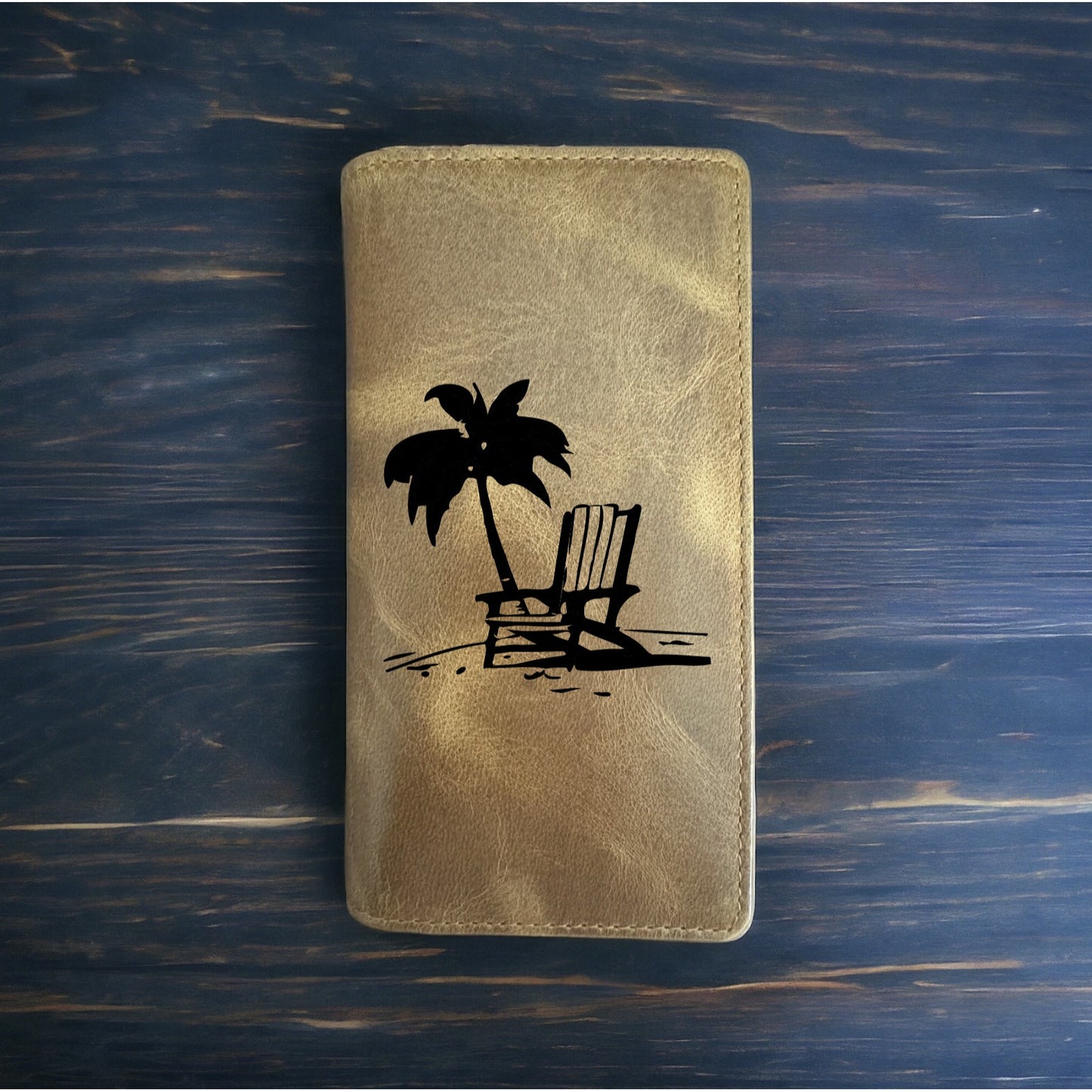 Beach Chair Rodeo Wallet Cowboy Western Buffalo Leather Premium Palm Tree NEW