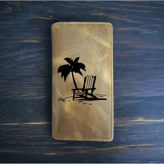 Beach Chair Rodeo Wallet Cowboy Western Buffalo Leather Premium Palm Tree NEW