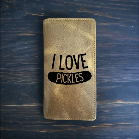 I Love Pickles Rodeo Wallet Cowboy Western Buffalo Leather Premium Food NEW