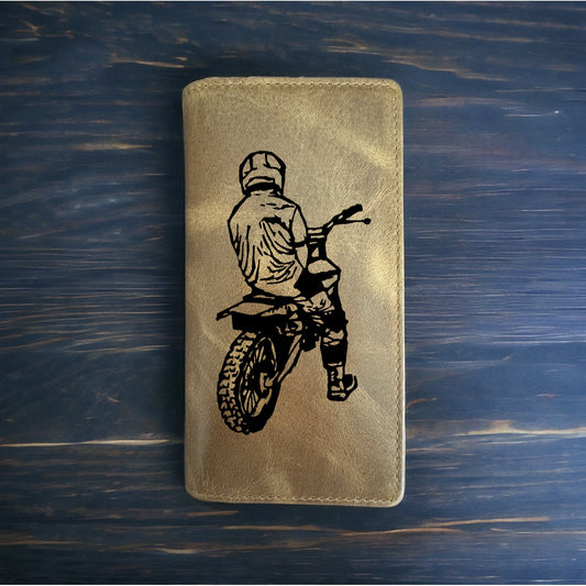 Dirt Bike Rodeo Wallet Cowboy Western Buffalo Leather Premium Moto Rider NEW