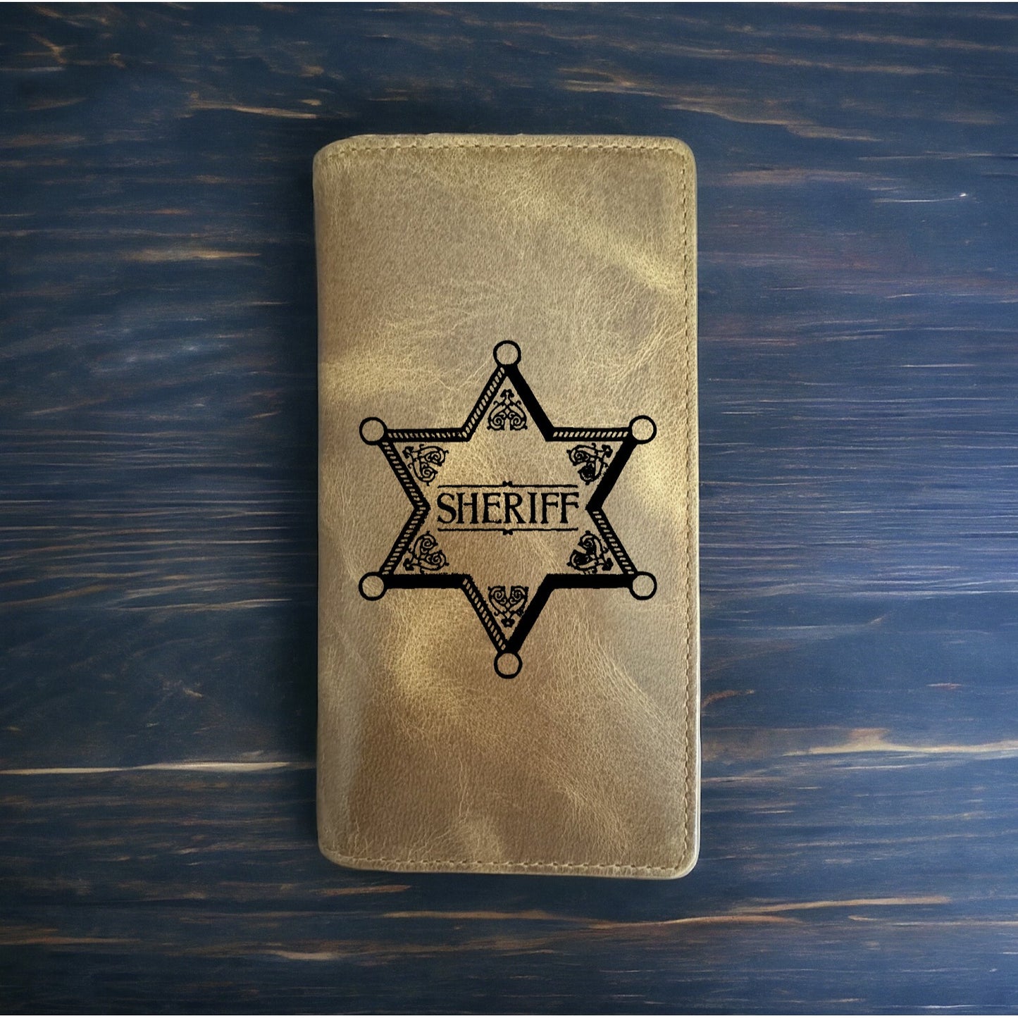 Sheriff Rodeo Wallet Cowboy Western Buffalo Leather Premium Badge Retro NEW