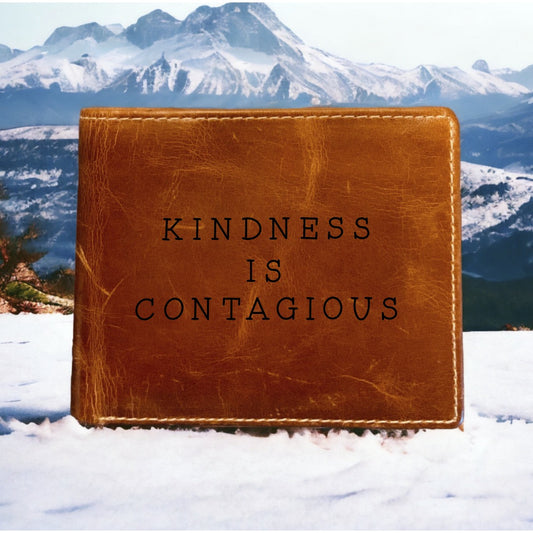 Kindness Leather Wallet Bifold Premium Quality Buffalo Quote Contagious NEW