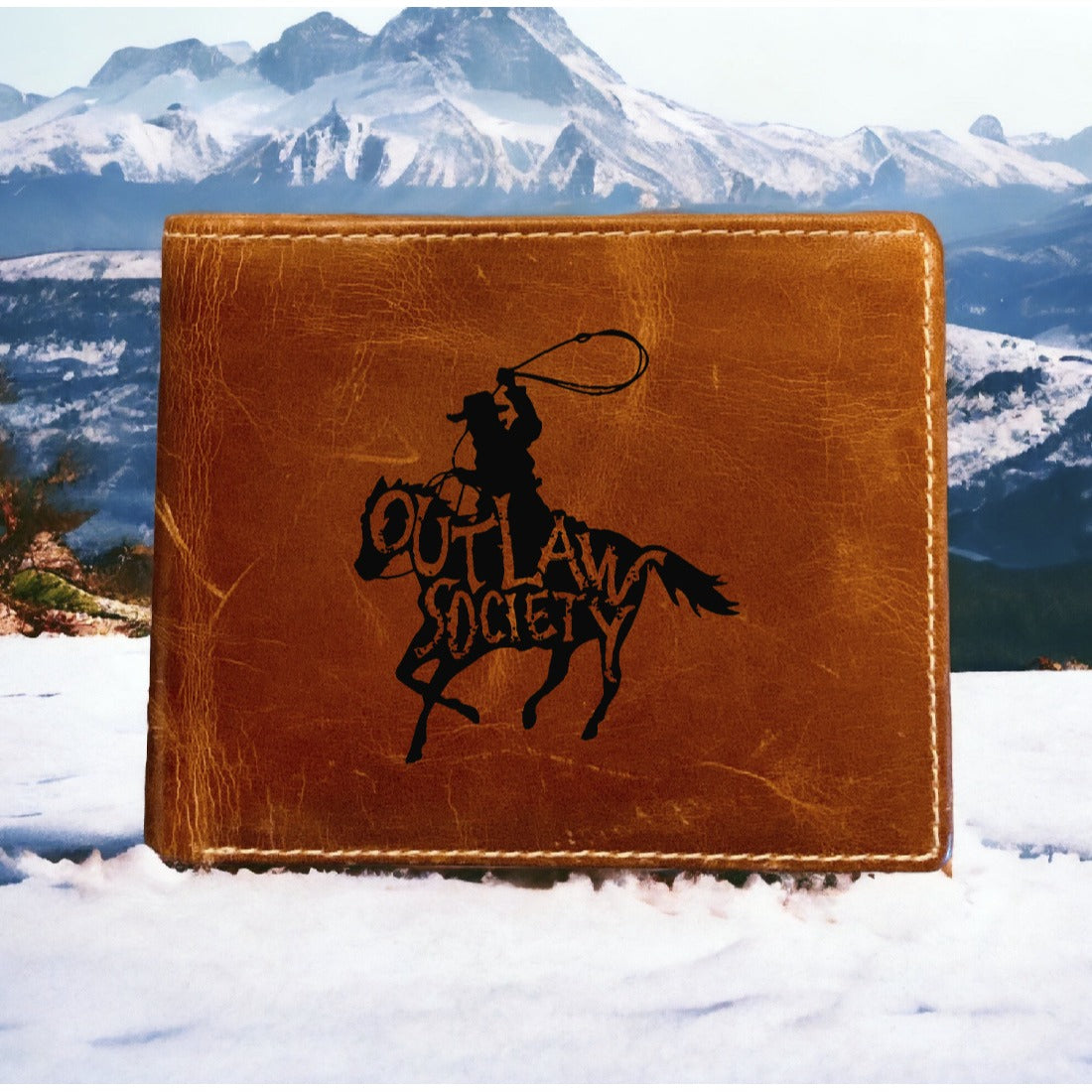 Outlaw Society Leather Wallet Bifold Premium Quality Buffalo Western Country NEW