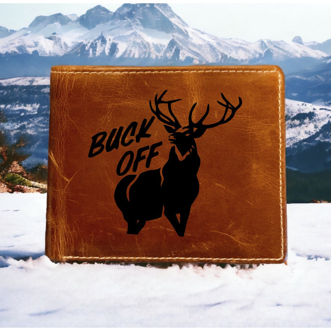 Buck Off Leather Wallet Bifold Premium Quality Buffalo Hunting Outdoor NEW