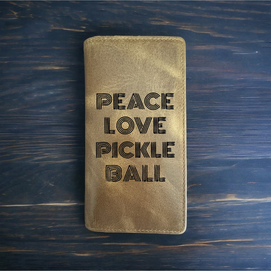 Pickleball Rodeo Wallet Cowboy Western Buffalo Leather Premium Peace Love NEW