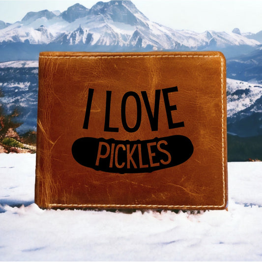 I Love Pickles Leather Wallet Bifold Premium Quality Buffalo Quote Food NEW