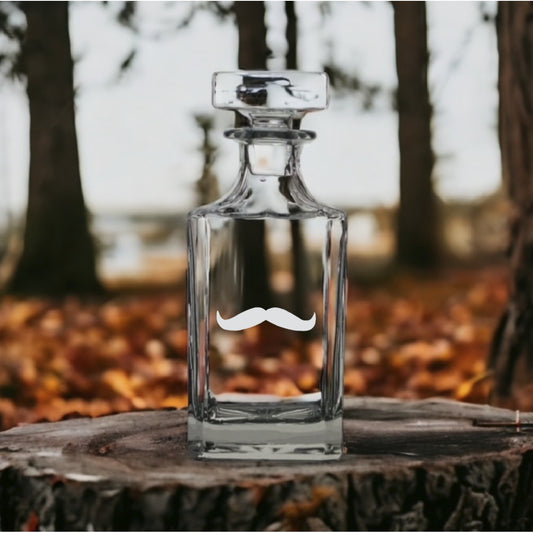 Mustache Decanter 26 Oz Bourbon Whiskey Premium Glass Personalize Man Men NEW