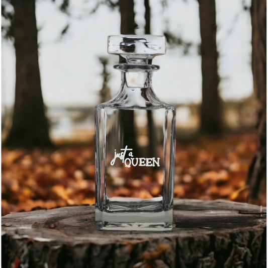 Just a Queen Decanter 26 Oz Bourbon Whiskey Premium Glass Personalize Quote NEW