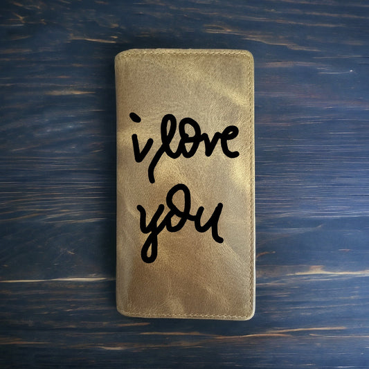 I Love You Rodeo Wallet Cowboy Western Buffalo Leather Premium Quote NEW