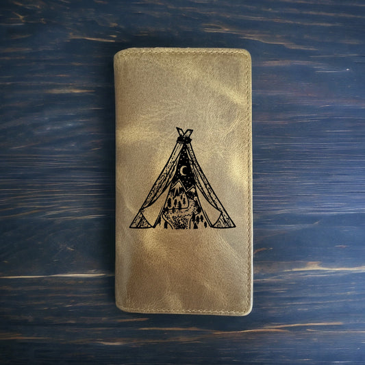 Teepee Rodeo Wallet Cowboy Western Buffalo Leather Premium Outdoor Nature NEW