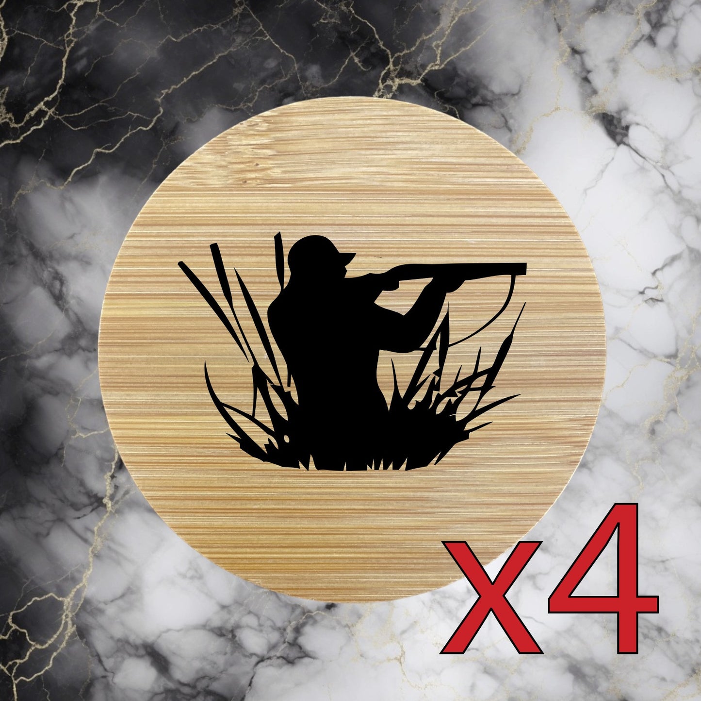 Duck Hunter x4 Bamboo Coasters Drink Natural Wood Home Decor Lounge Outdoor NEW