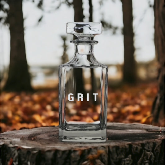 Grit Decanter 26 Oz Bourbon Whiskey Premium Glass Personalize Work Gym Grind NEW