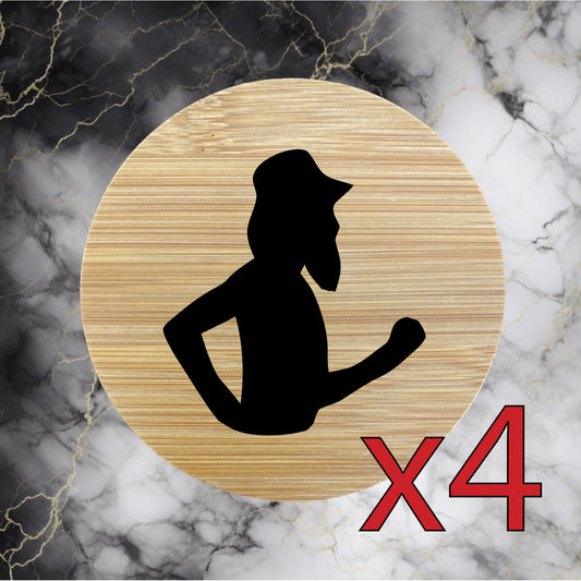 Bearded Runner x4 Bamboo Coasters Drink Natural Wood Home Decor Lounge NEW