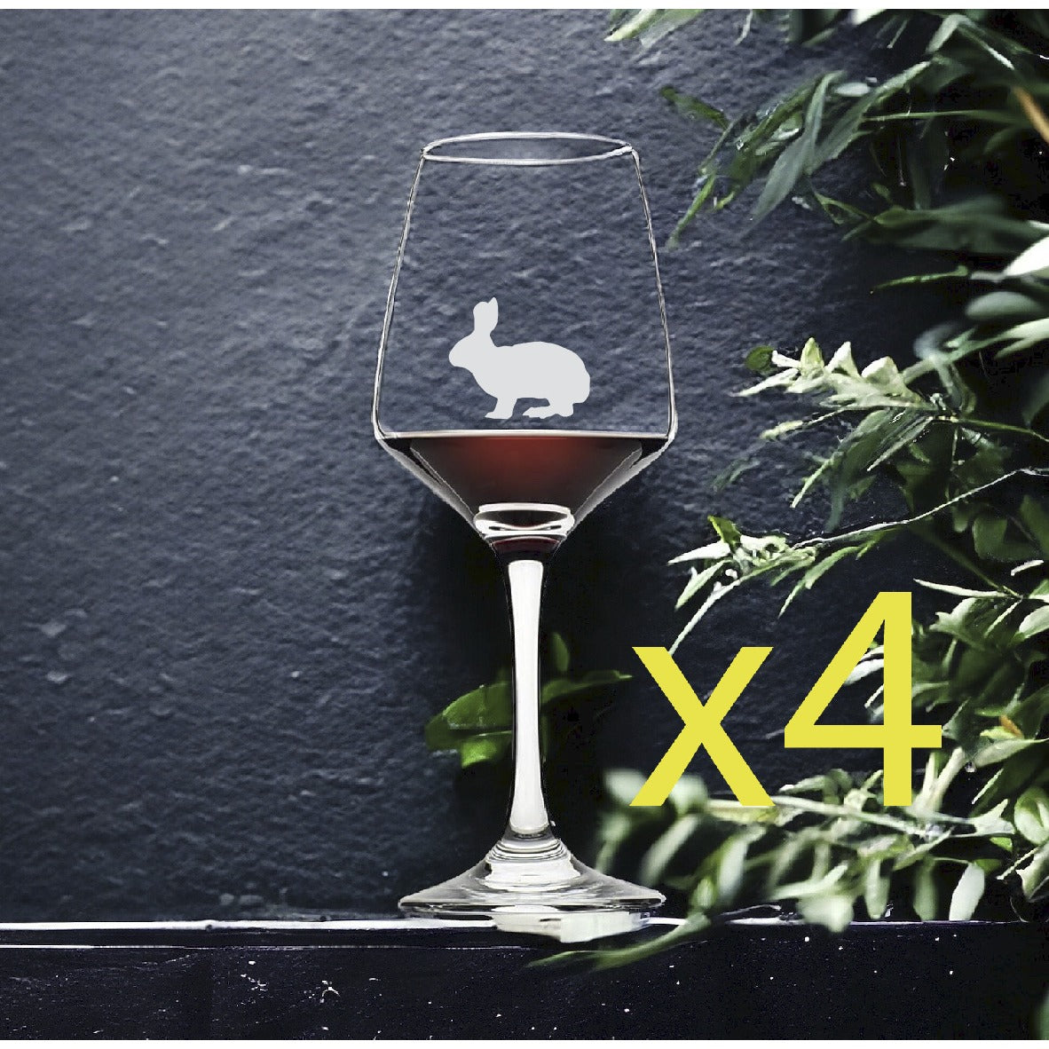 Rabbit Wine Glasses x4 Premium 12 Oz Personalize Animal Outdoor Pet Farm NEW