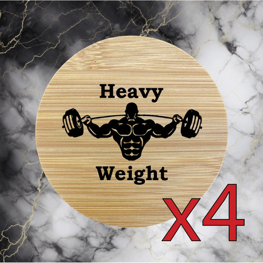 Heavy Weight x4 Bamboo Coasters Drink Natural Wood Home Decor Lounge Gym NEW